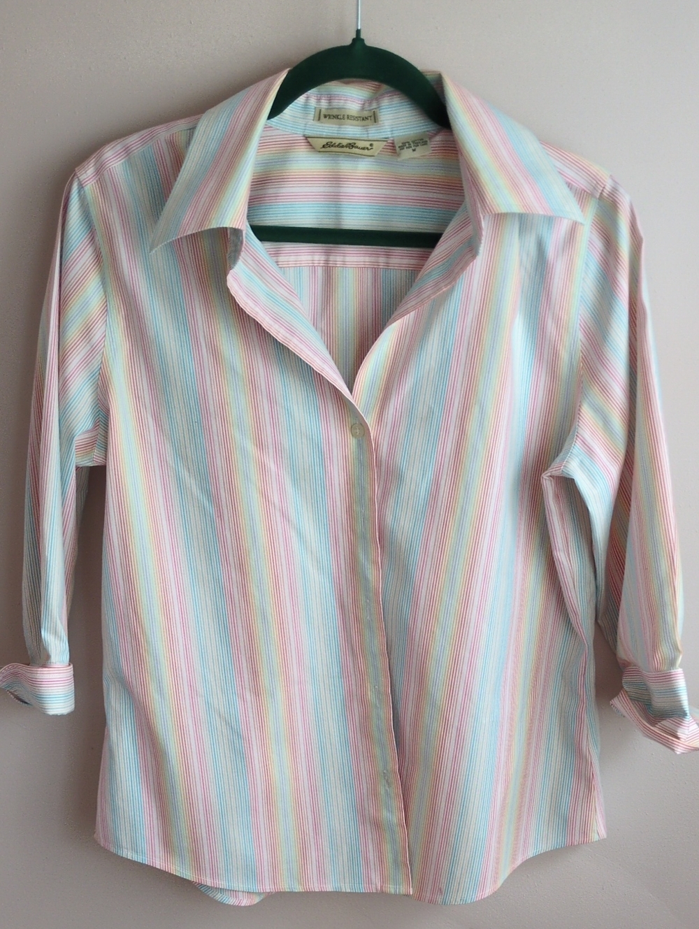 Vintage Eddie Bauer Rainbow 3/4 Sleeve Button Up- Medium